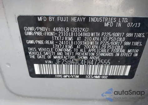 2014 Subaru Forester 2.5I Limited z USA, uszkodzony, nr VIN JF2SJAJC4EH472555